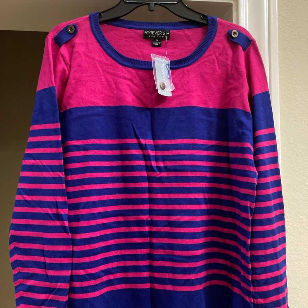 NWT Blue/Magenta Sweater Sz 2XL by Forever 21